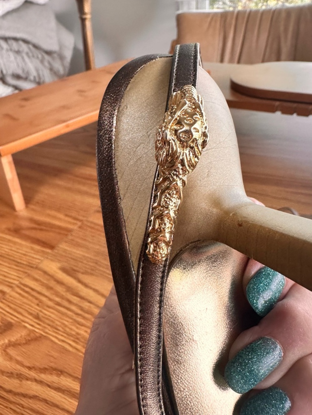 Gucci Leather Mid-Heel Slide Sandals, 3” heel, 11B, Made In Italy, Original Box - Picture 11 of 16